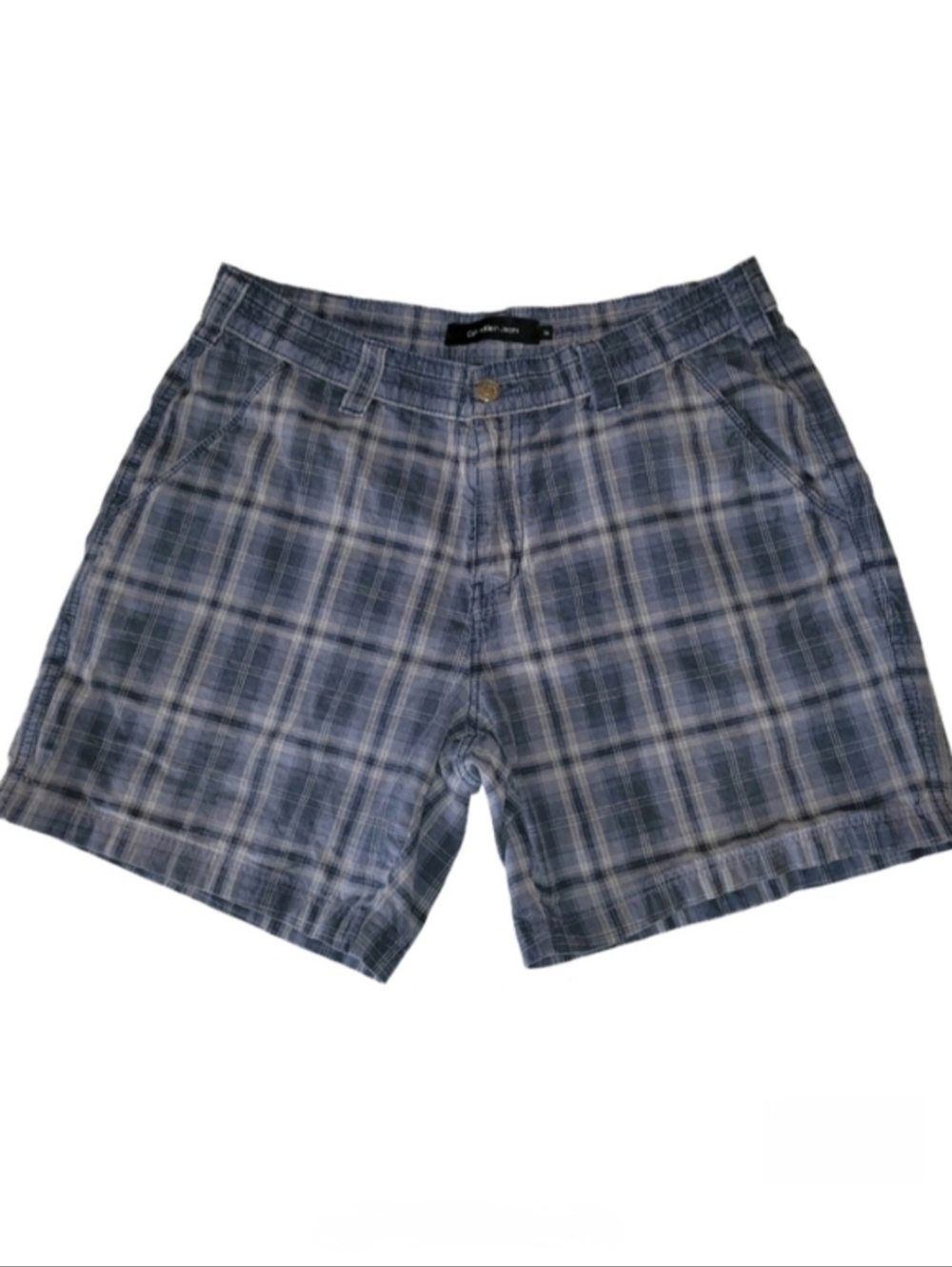 Calvin Klein Jeans 90s Blue Plaid 100% Cotton Shorts Size 34